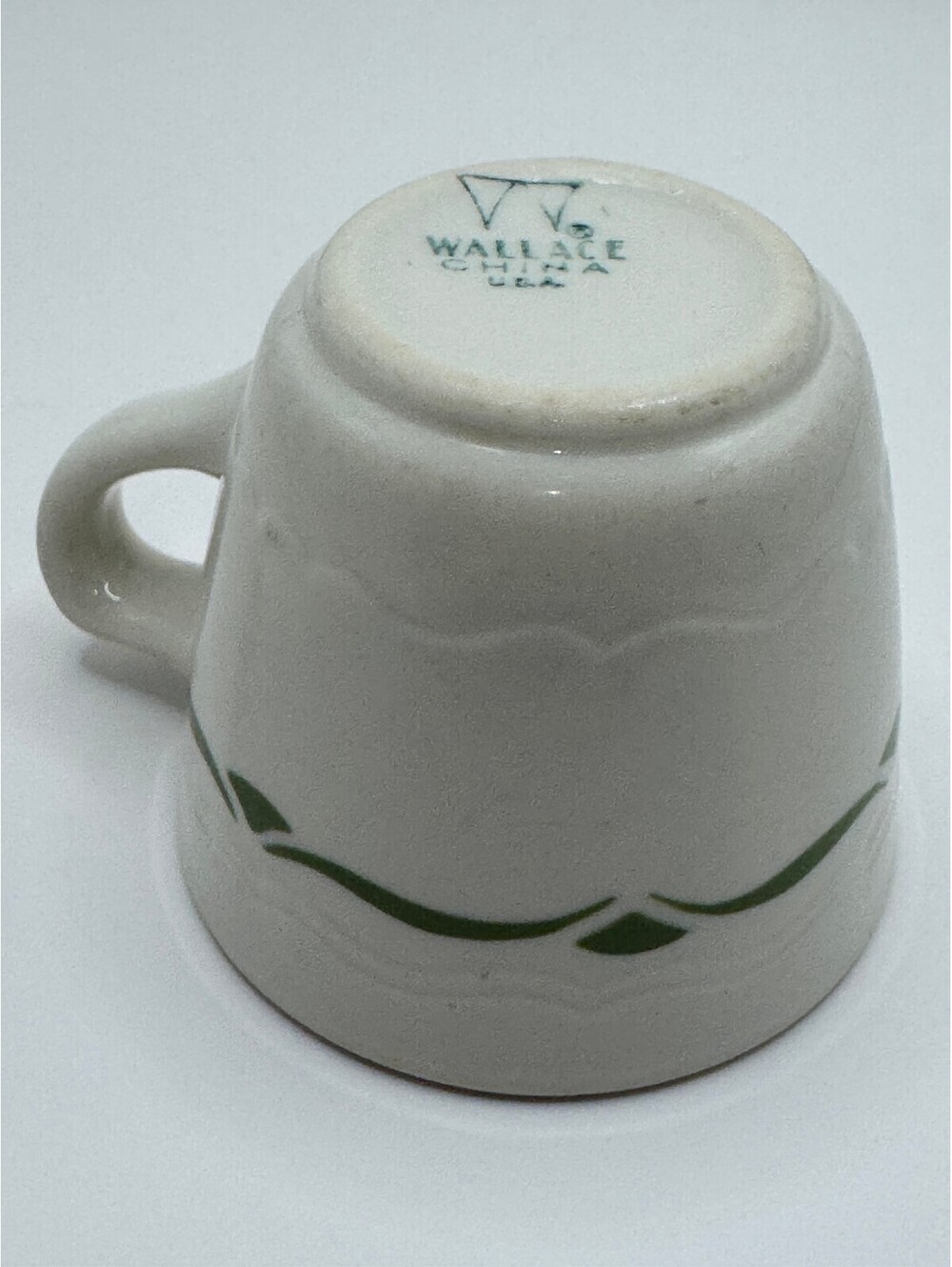 Vintage Wallace China Restaurantware Coffee Mug 3" White with Green Leaf